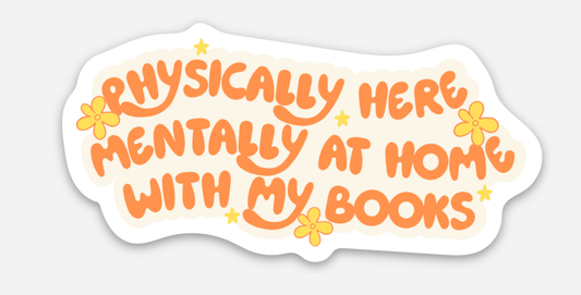 Book Lover's At Home With My Books Bumper Sticker