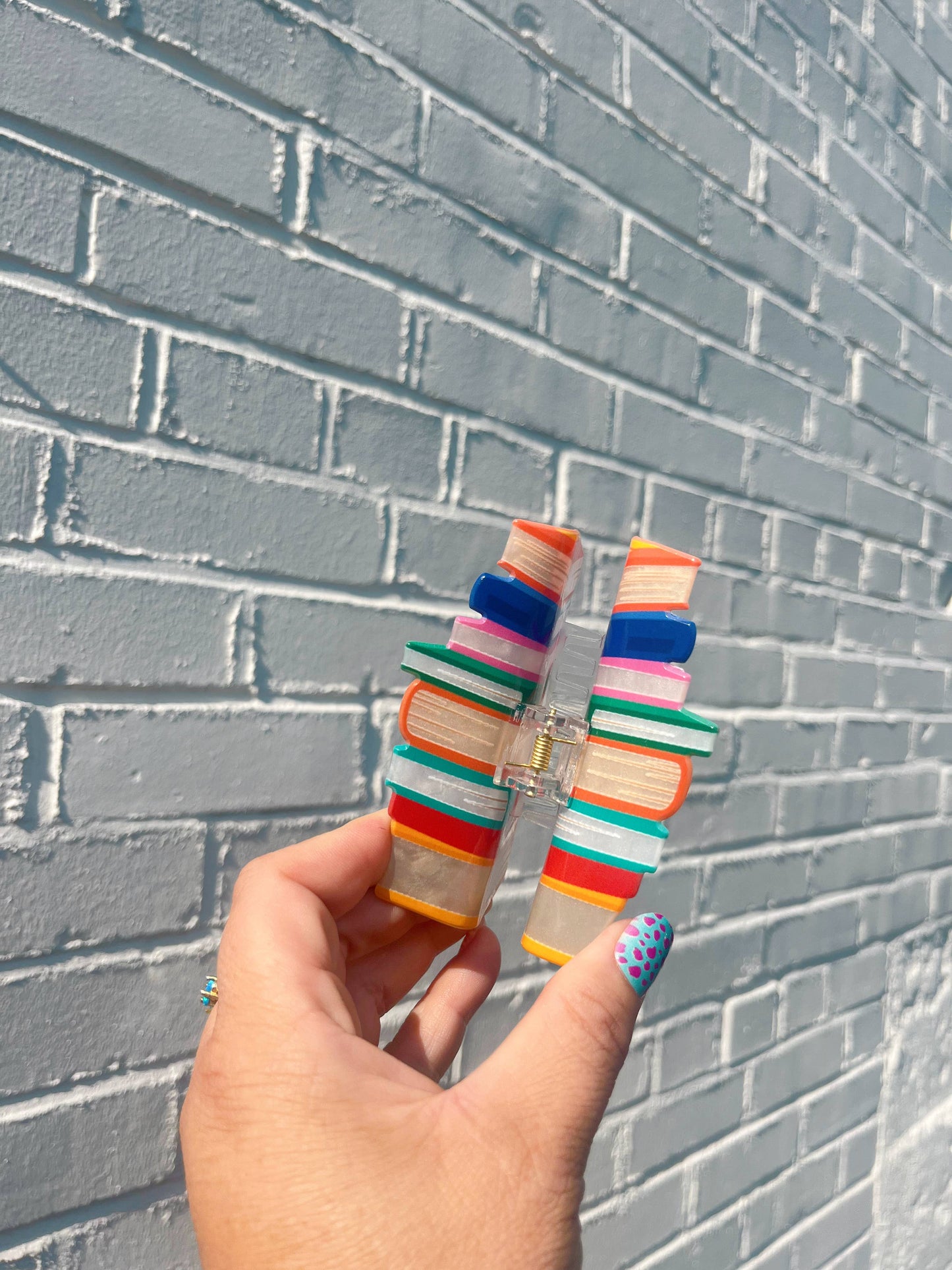 Read My Clips Book Stack Reading Bookstore Bookish Hair Claw: Multi-Colored