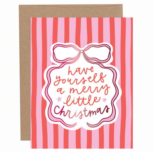Merry Little Christmas Coquette Bow Holiday Greeting Card