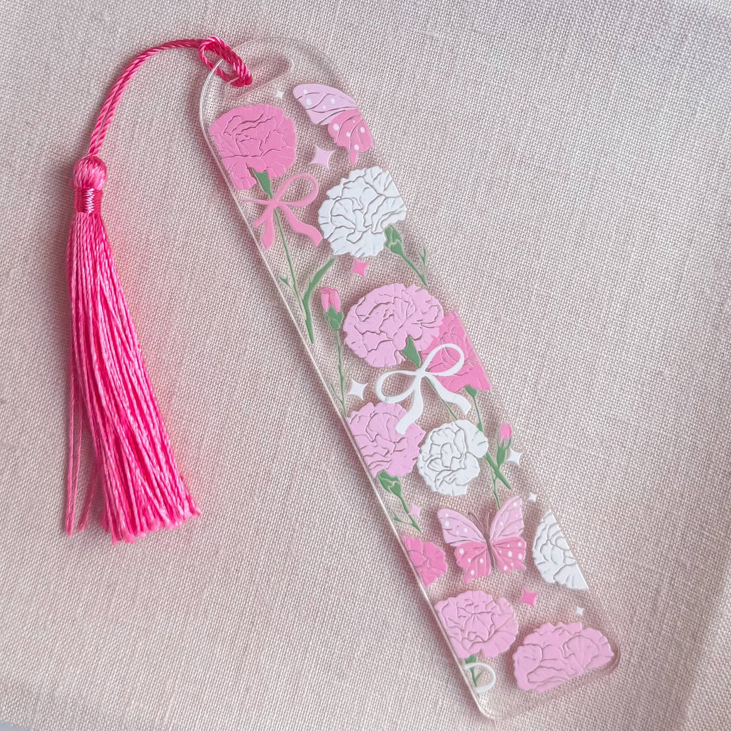 Pink Spring Acrylic Bookmark – Bookish Valentine Gift