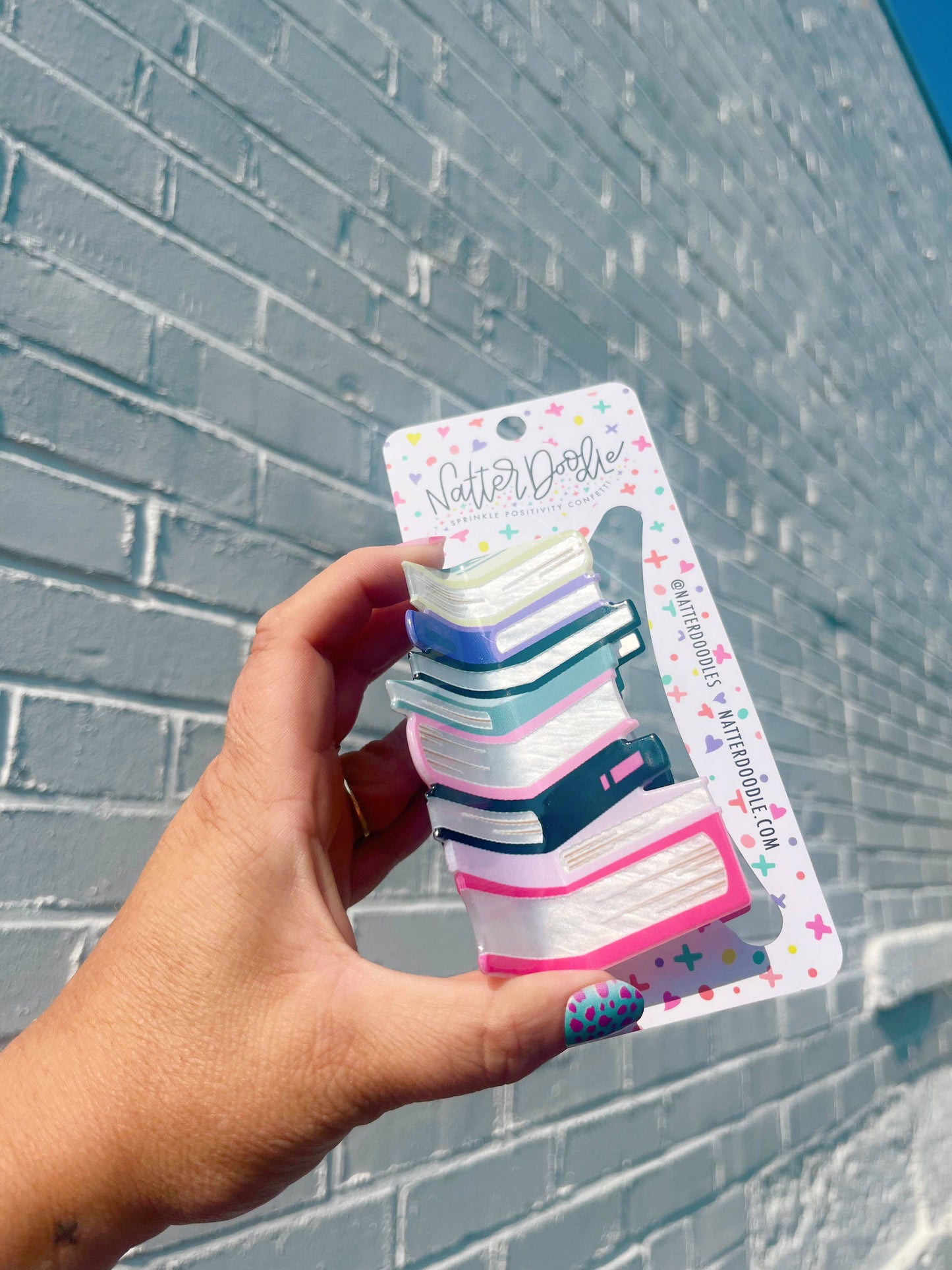 Read My Clips Book Stack Reading Bookstore Bookish Hair Claw: Multi-Colored