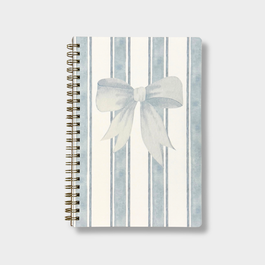 Coquette Blue Striped Bow | Spiral Journal