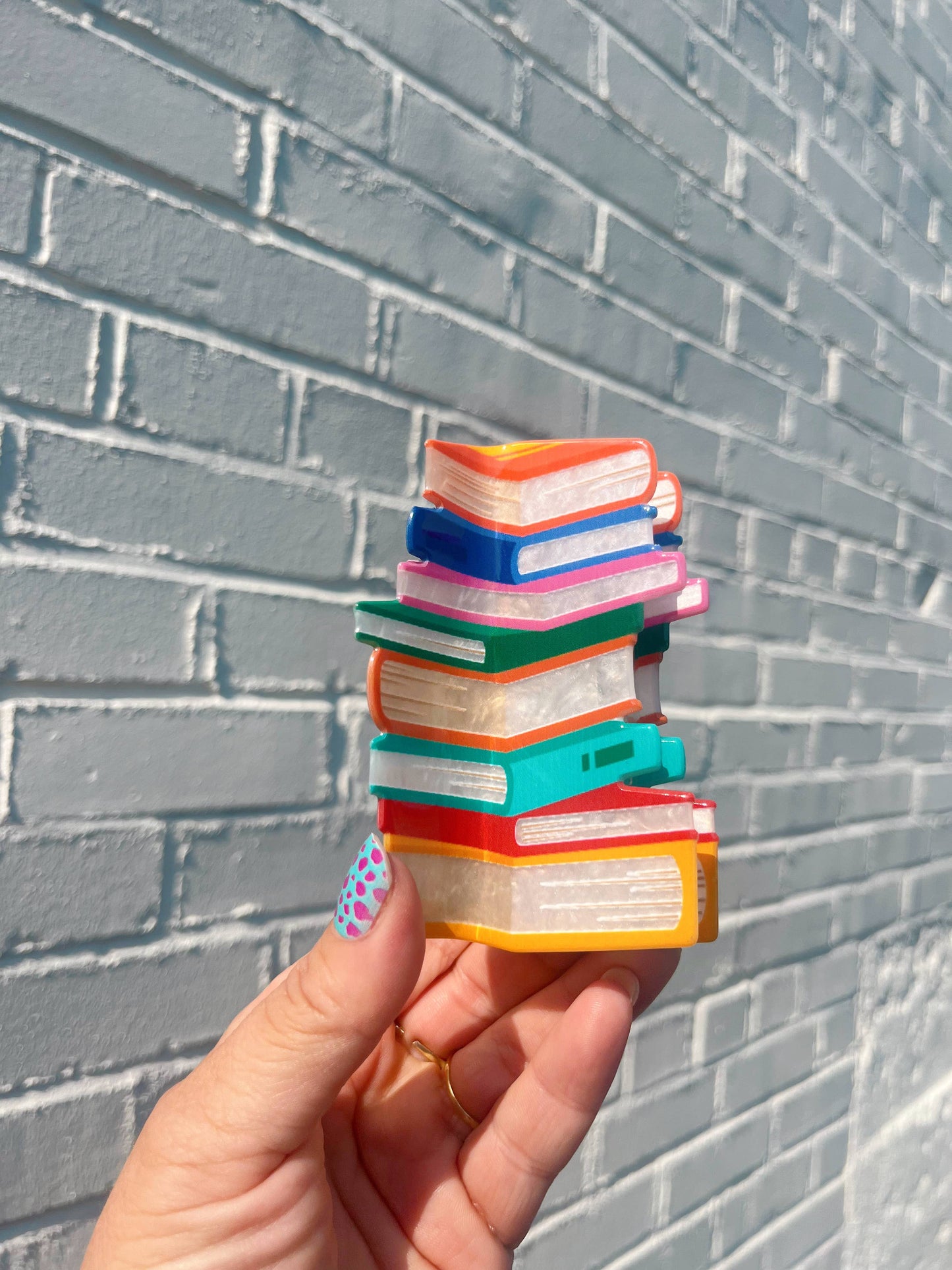 Read My Clips Book Stack Reading Bookstore Bookish Hair Claw: Multi-Colored
