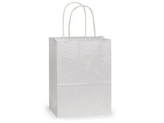 White Kraft Retail Paper Shopping Bags: 100 Pack / Cub 8x4.75x10"