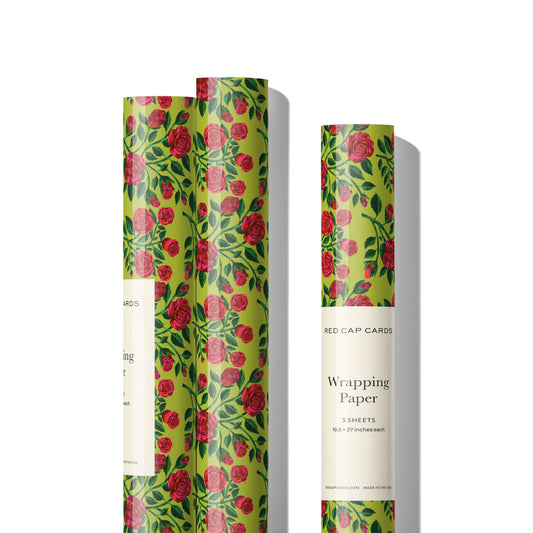 Grateful Roses wrapping paper: Rolls of 3 sheets