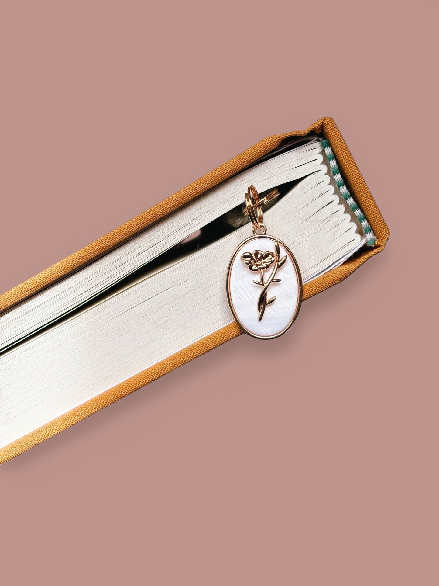 Timeless Gold Flower Bookmark Sage
