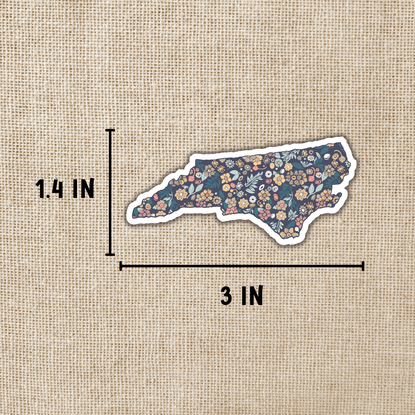North Carolina Floral State Map Sticker