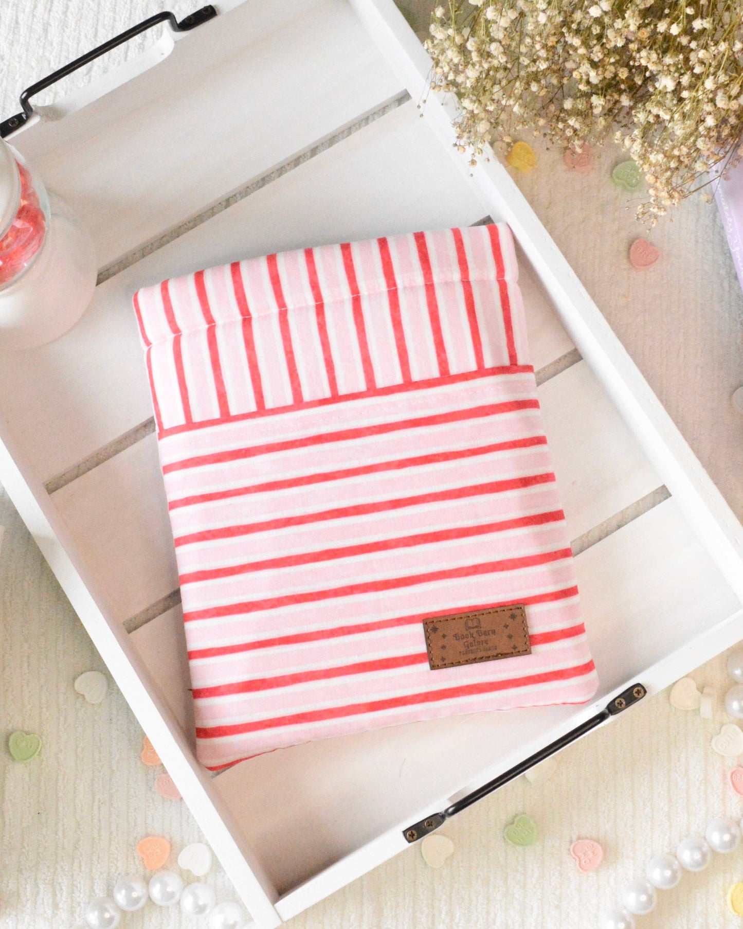 Sweetie Stripes Book Sleeve: Without Button / Without Pocket(s) / Jumbo