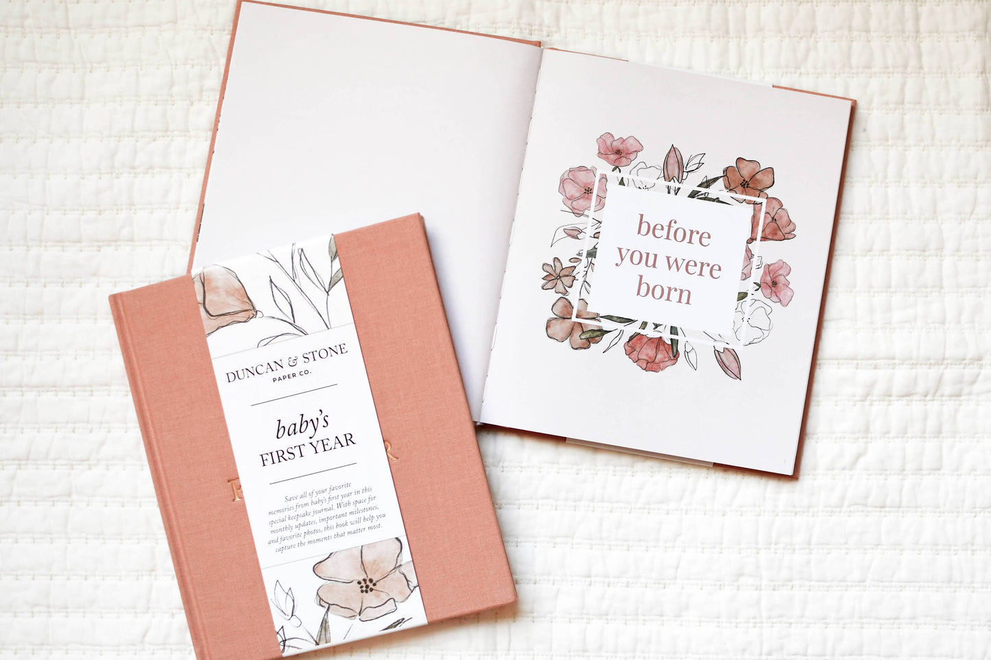 Baby's First Year Memory Book & Photo Album | Christmas Gift: Dusty Rose