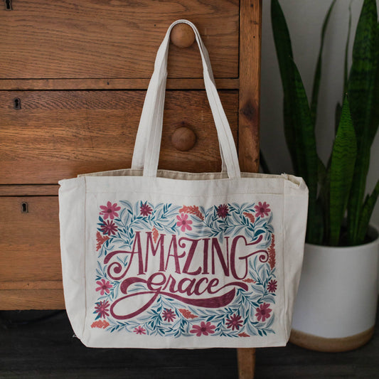 Amazing Grace Floral Tote