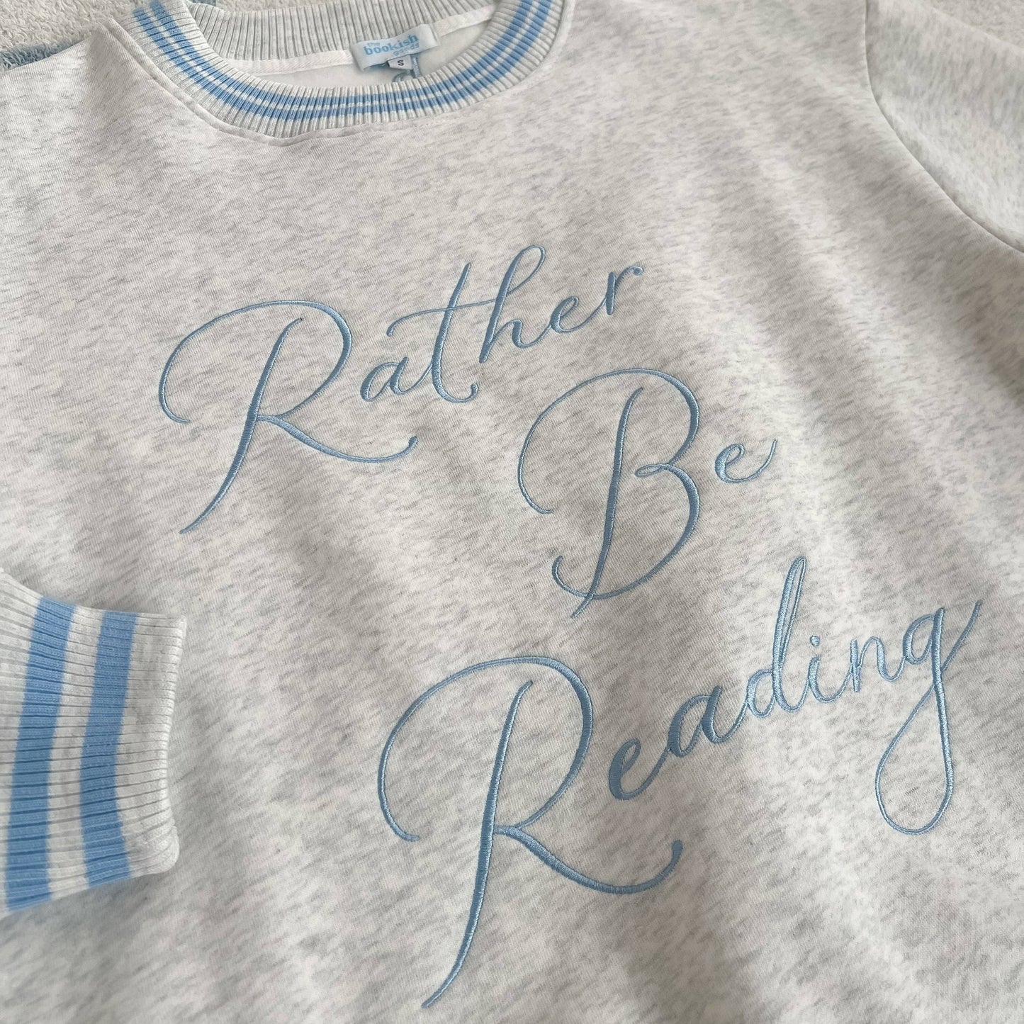 Rather Be Reading Sweatshirt: Ash Gray/Blue / Large