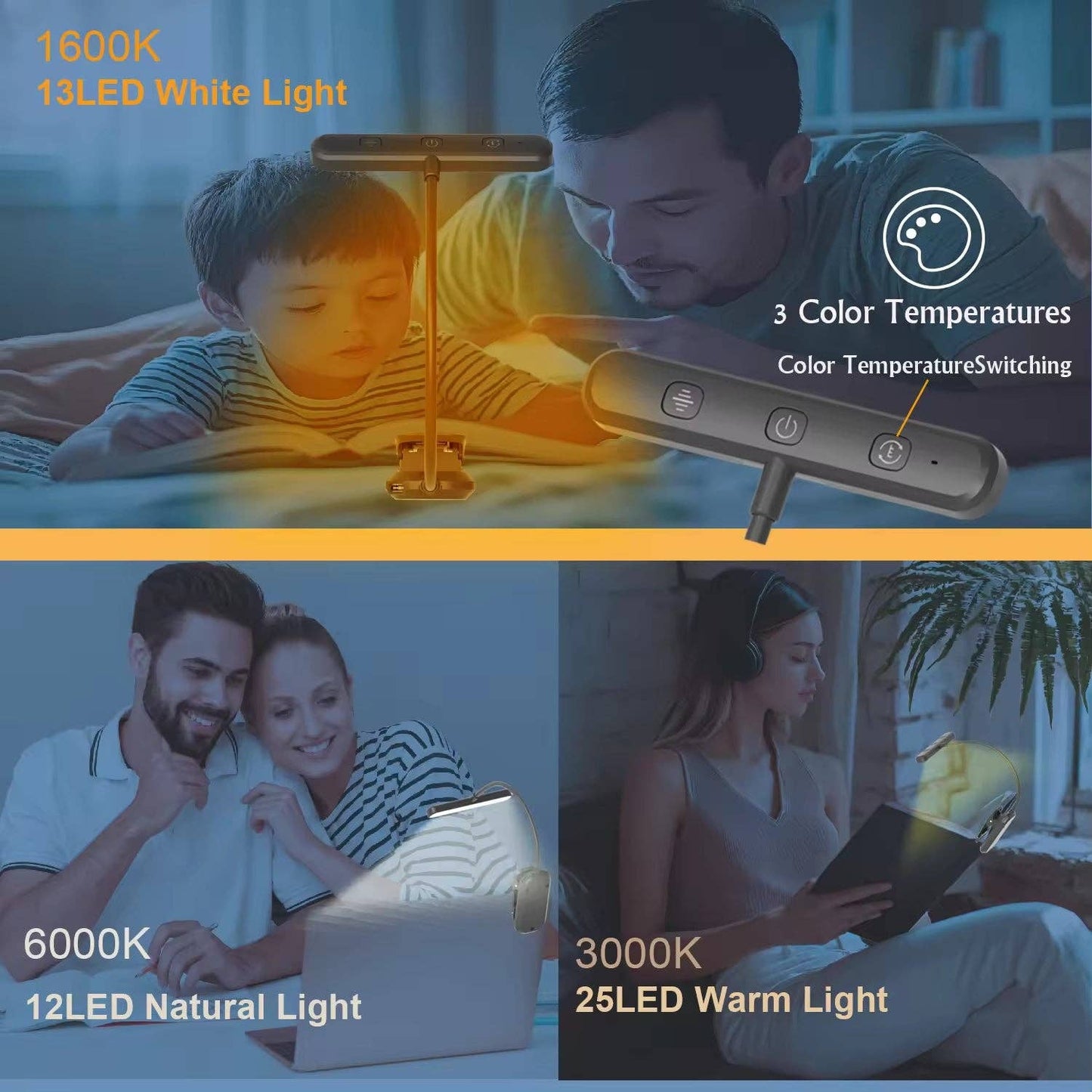 Usb Rechargeable Stepless Dimming Rotatable Mini Light Read: 1 Set(Mix & Match Colors)