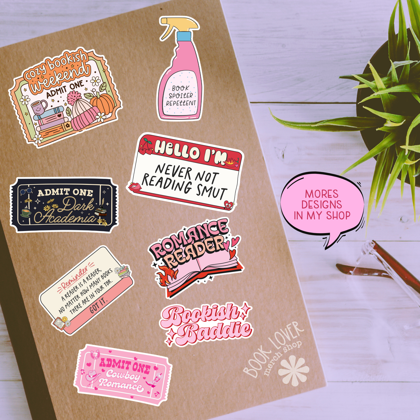 Money Can't Buy Happiness Stickers / Bookish Merch: Matte Stickers 2''