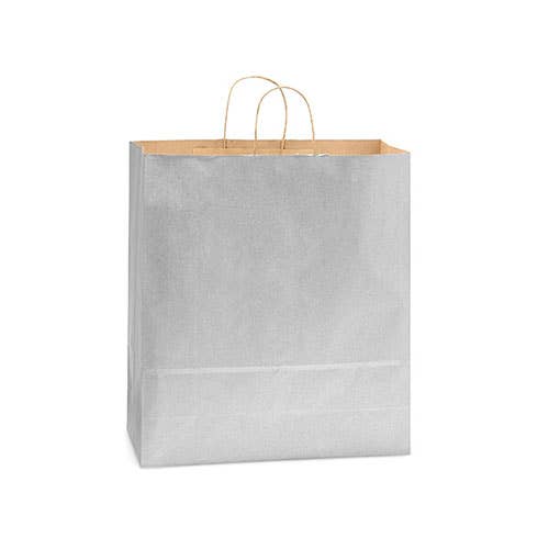 Recycled Kraft Color Paper Retail Shopping Bags: Christmas Red / 25 Pack / Queen 16x6x19.25"