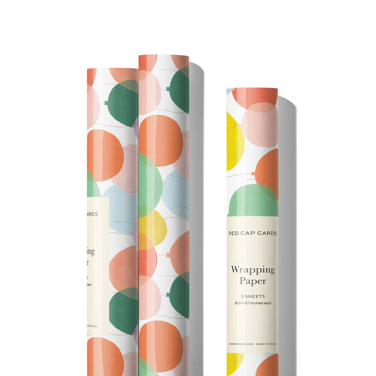 Birthday Balloons birthday wrapping paper: Rolls of 3 sheets