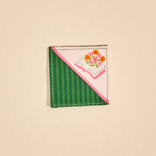 Corner Keeper Fabric Bookmark–Petals & Pages