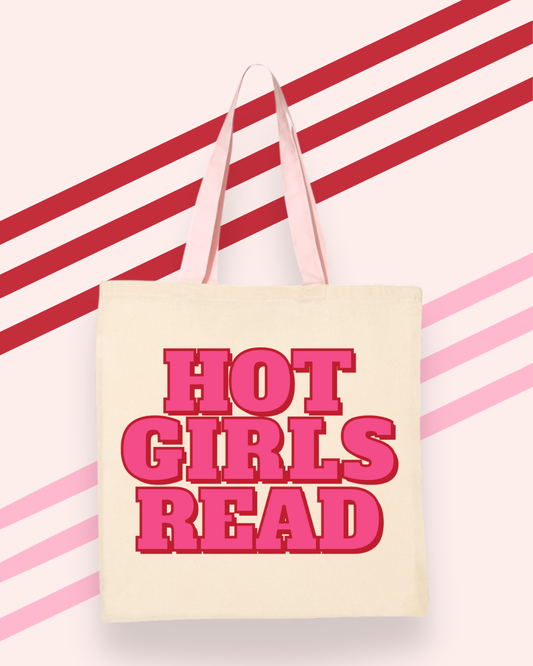 Hot Girls Read Book Tote : Pink Handle