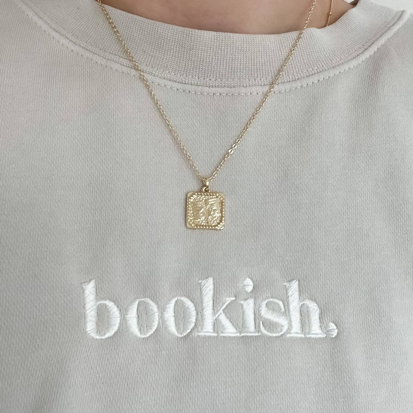 Floral Book Necklace: Gold