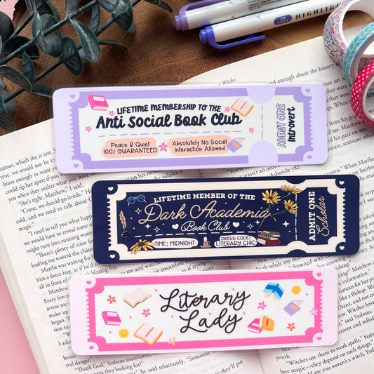 Bookish Trope Ticket Bookmarks: No Tassel / Anti Social