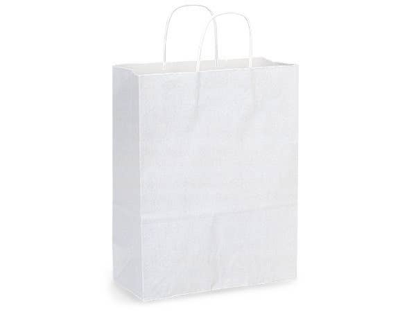 White Kraft Retail Paper Shopping Bags: 100 Pack / Junior 8x5x8"