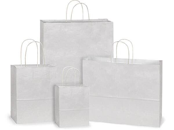 White Kraft Retail Paper Shopping Bags: 100 Pack / Carrier 10x5x13"