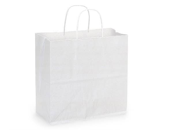 White Kraft Retail Paper Shopping Bags: 100 Pack / Junior 8x5x8"