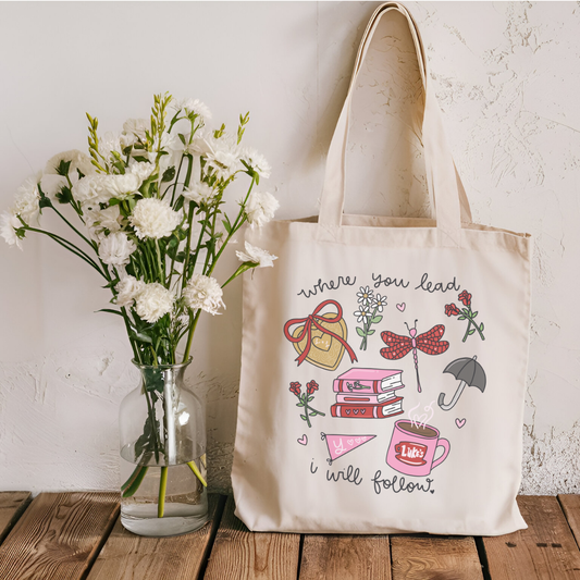 Where You Lead I Will Follow Sublimated Canvas Tote Bag