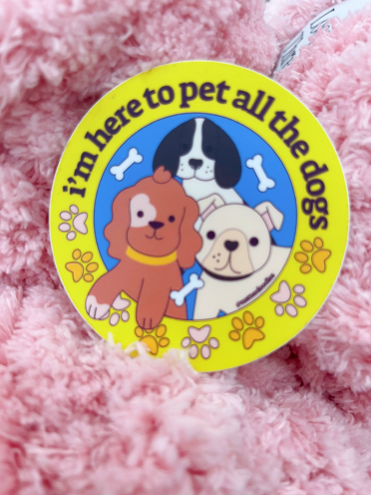 Here to Pet All the Dogs Puppy Pet Store Funny Sticker: Single