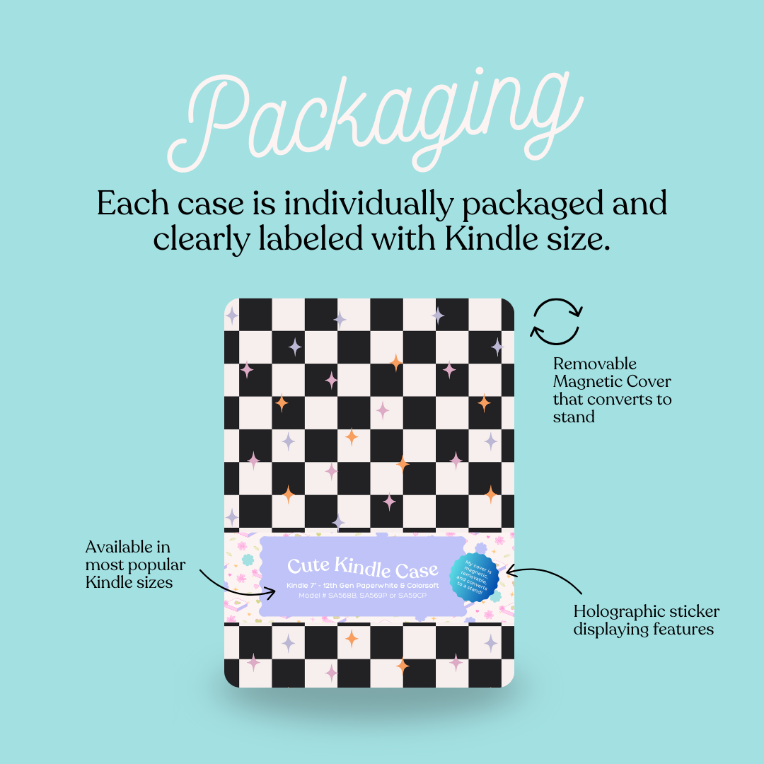 Magnetic Removable Cover & Stand - Checkered Kindle Case: PPW 12th Gen / Just the Cover