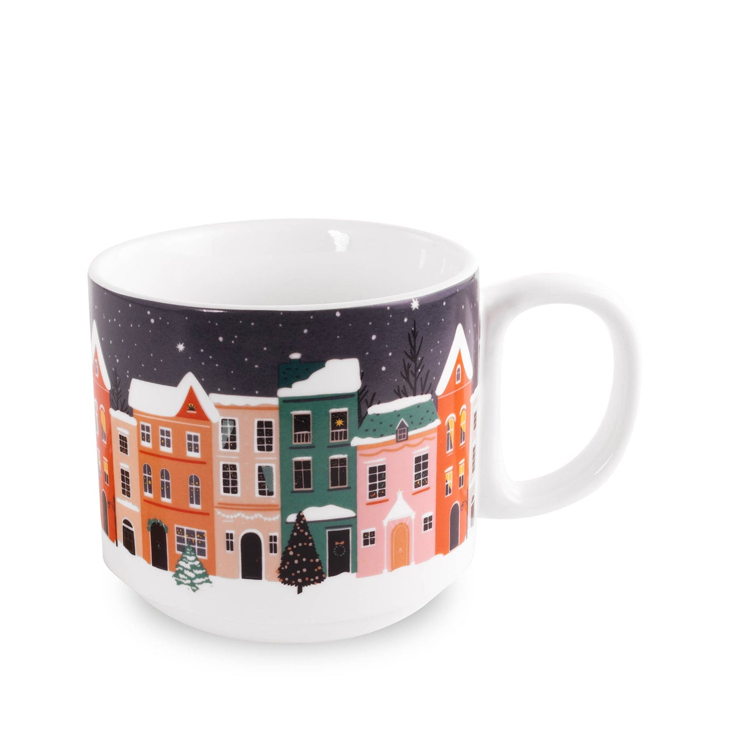 Ceramic Mug with Coaster Lid, Holiday Village