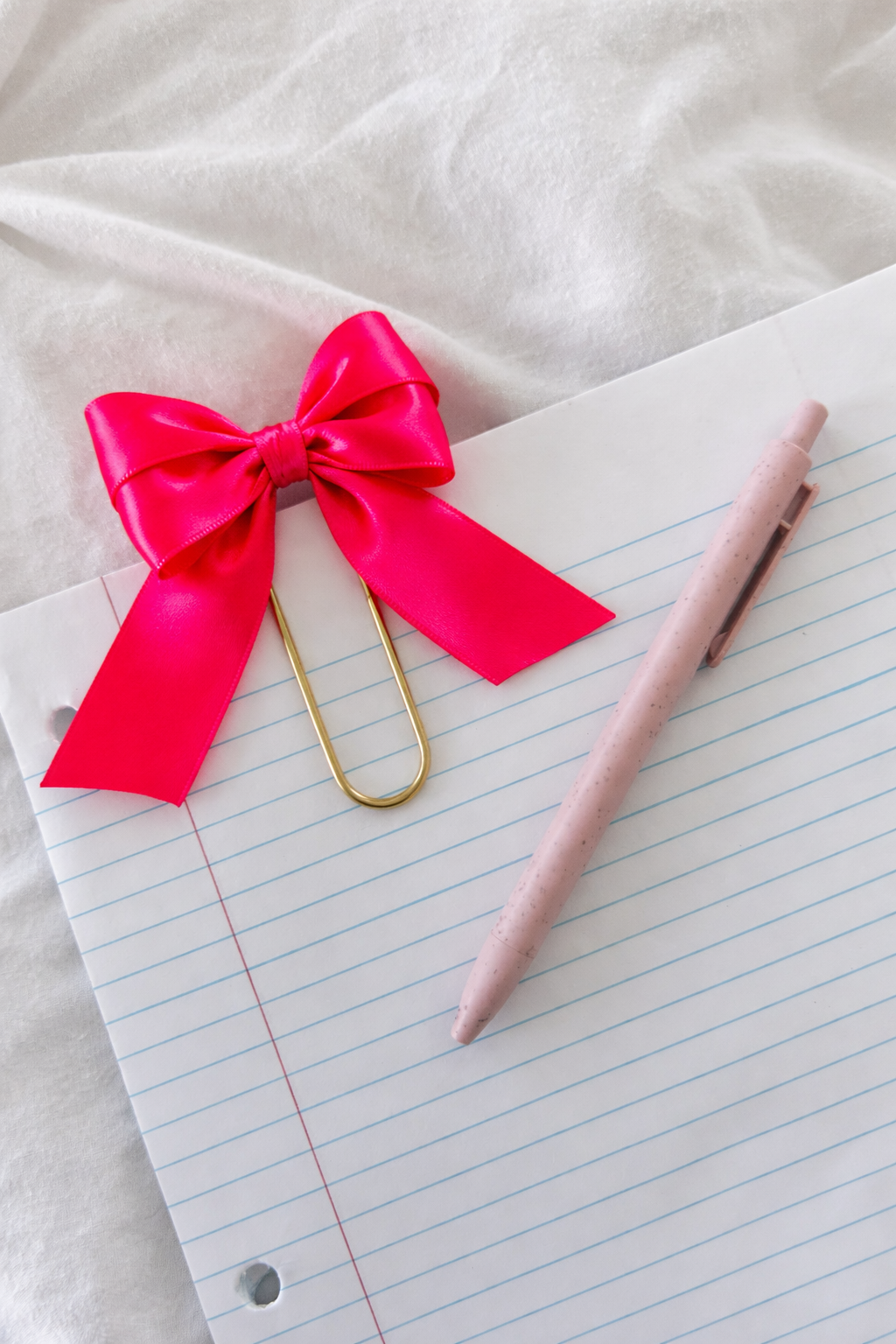 Satin Bow Bookmark - Hot Pink Coquette