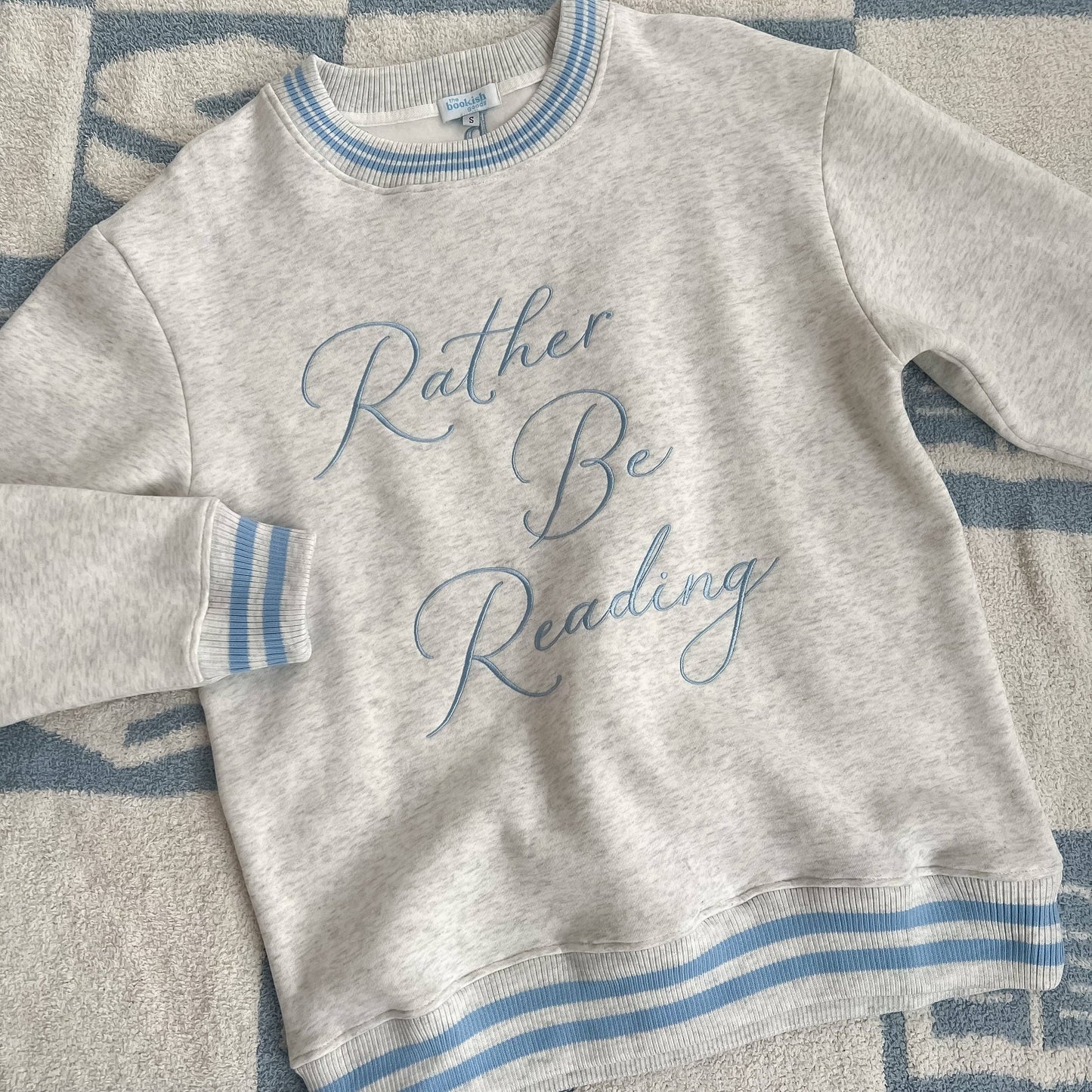 Rather Be Reading Sweatshirt: Ash Gray/Blue / Large