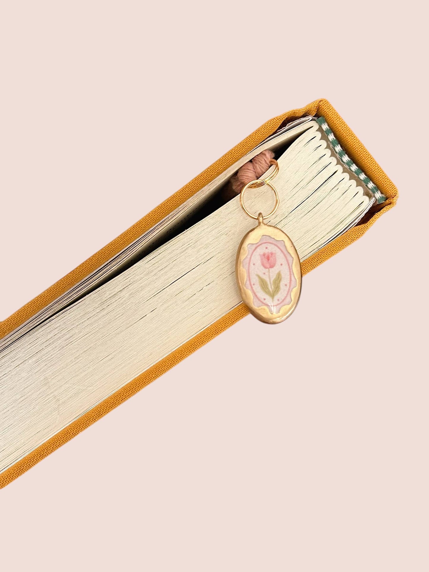 Pink Tulip Charm Bookmarks  Mustard
