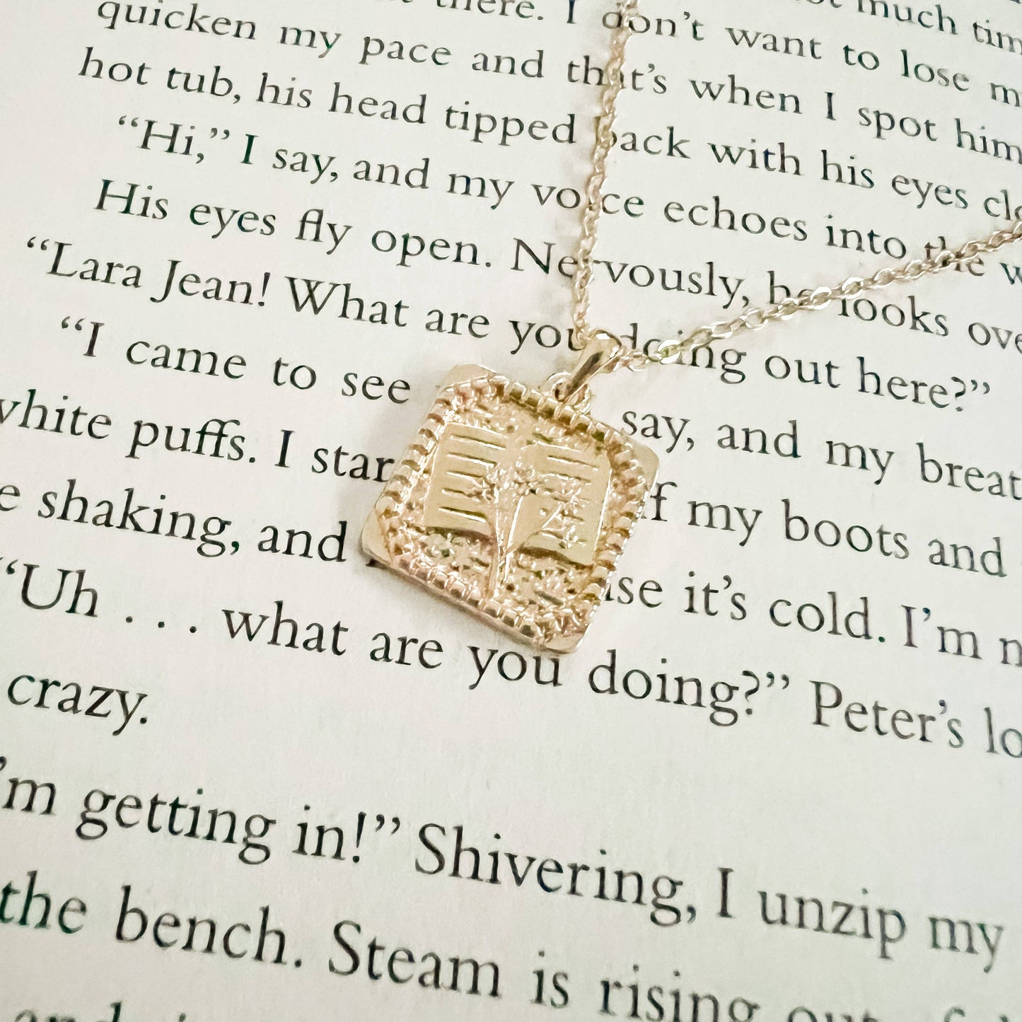 Floral Book Necklace: Gold