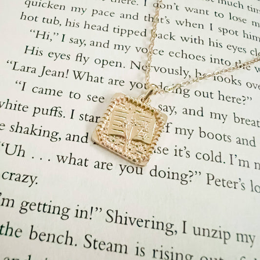 Floral Book Necklace: Gold