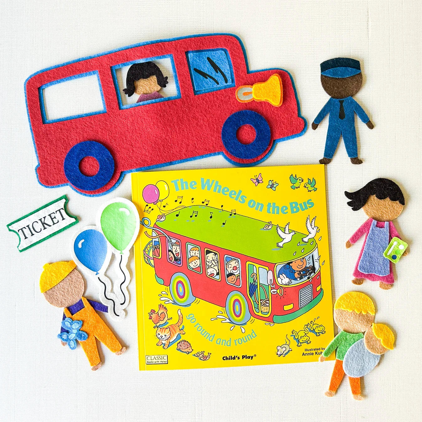 The Wheels on the Bus Go Round and Round Felt Pieces