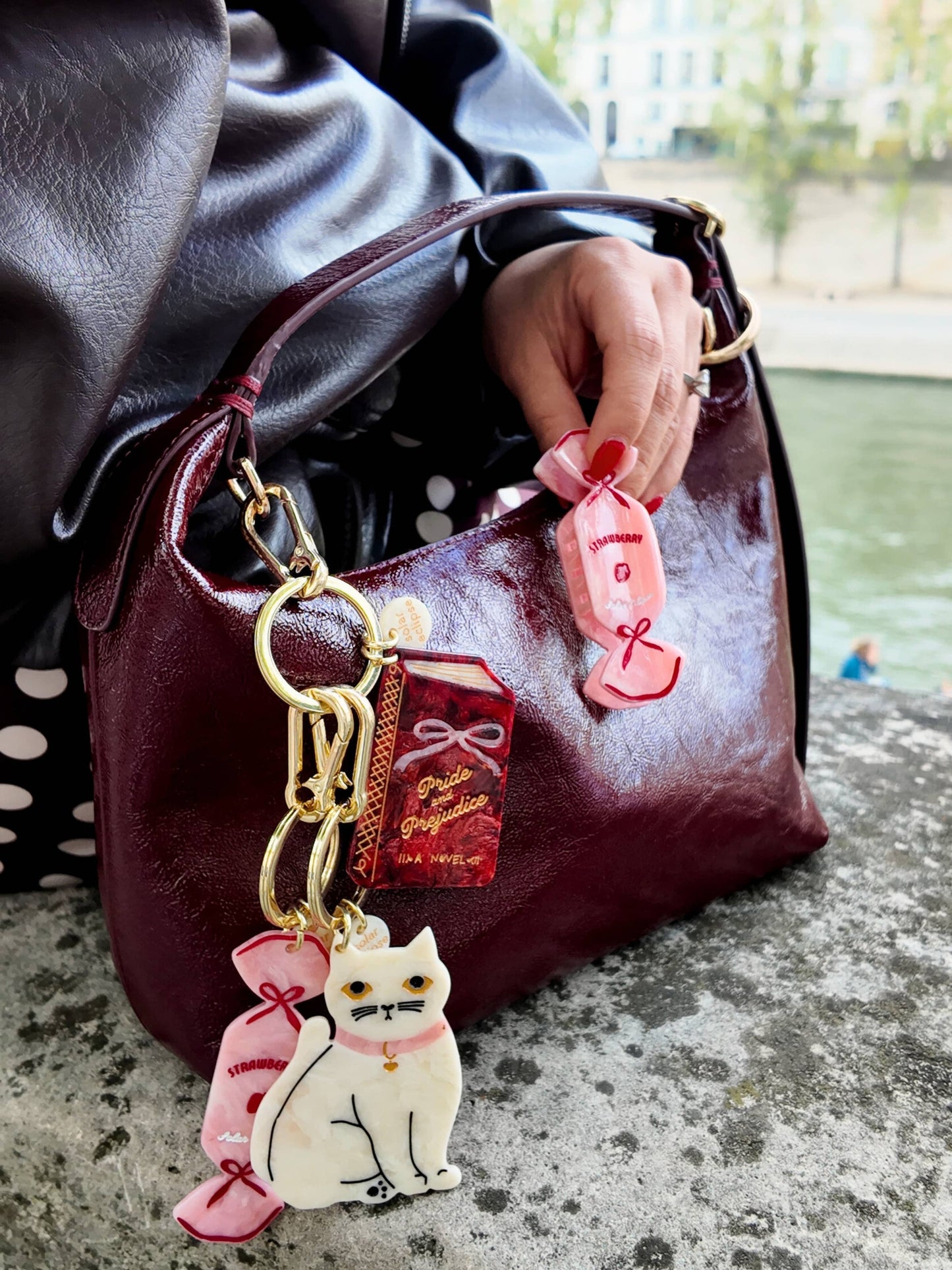 Hand-painted Pride & Prejudice Book Bag Charm + Keychain