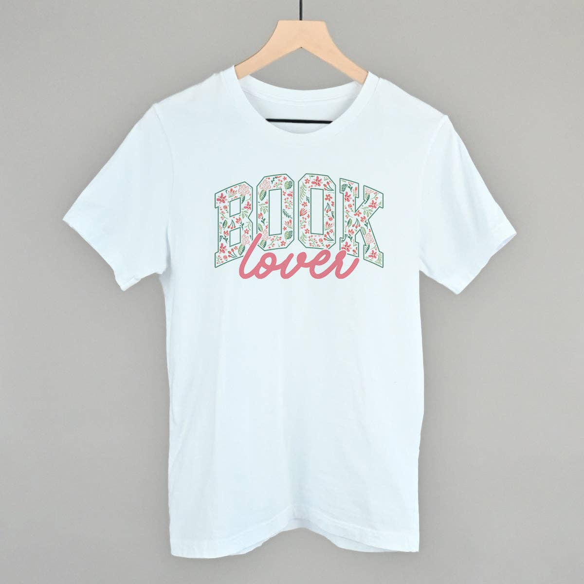 Book Lover Floral Arch + Script: White / XL / Tee