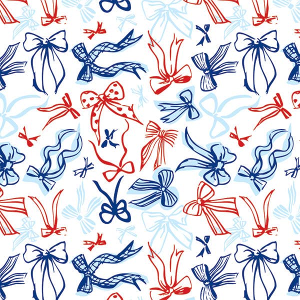 Classic Print Tissue Paper Bulk Packed Sheets: Americana Bows / 120 Pack / 20x30"