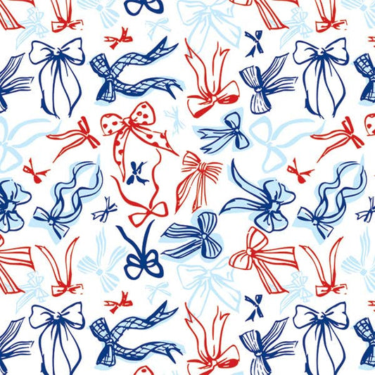 Classic Print Tissue Paper Bulk Packed Sheets: Americana Bows / 120 Pack / 20x30"