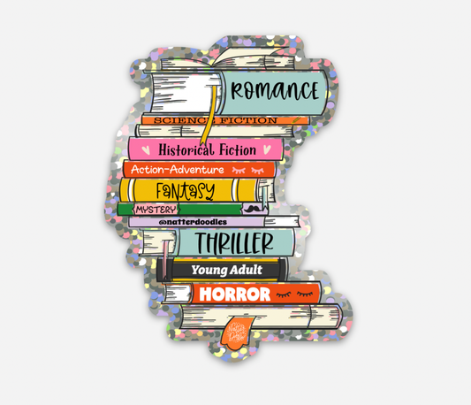 Book Lovers Multi-Genres Stack Sticker