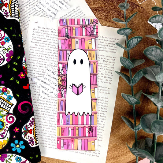 Pink Ghost Library Bookmark: