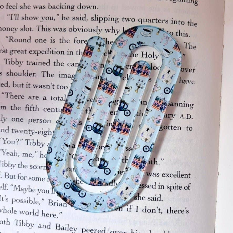 Regency Era Tea and Carriage Jumbo Acrylic Paperclip Sublimated Bookmark – Bookish Page Holder