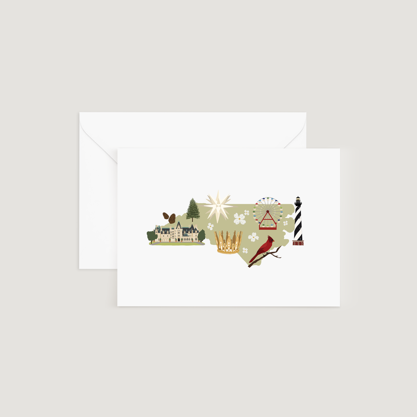 Greeting Card, North Carolina State Icons