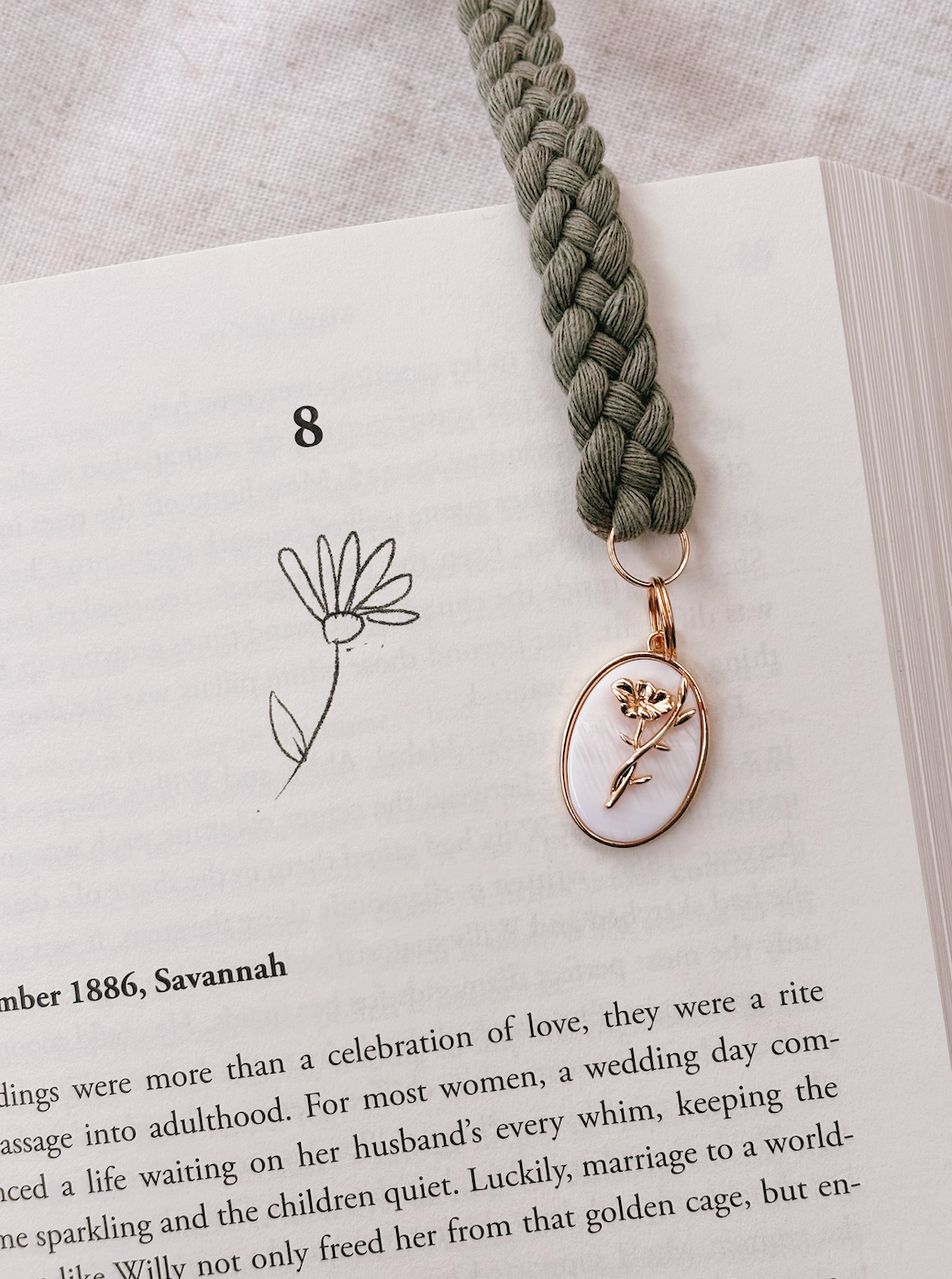 Timeless Gold Flower Bookmark Sage