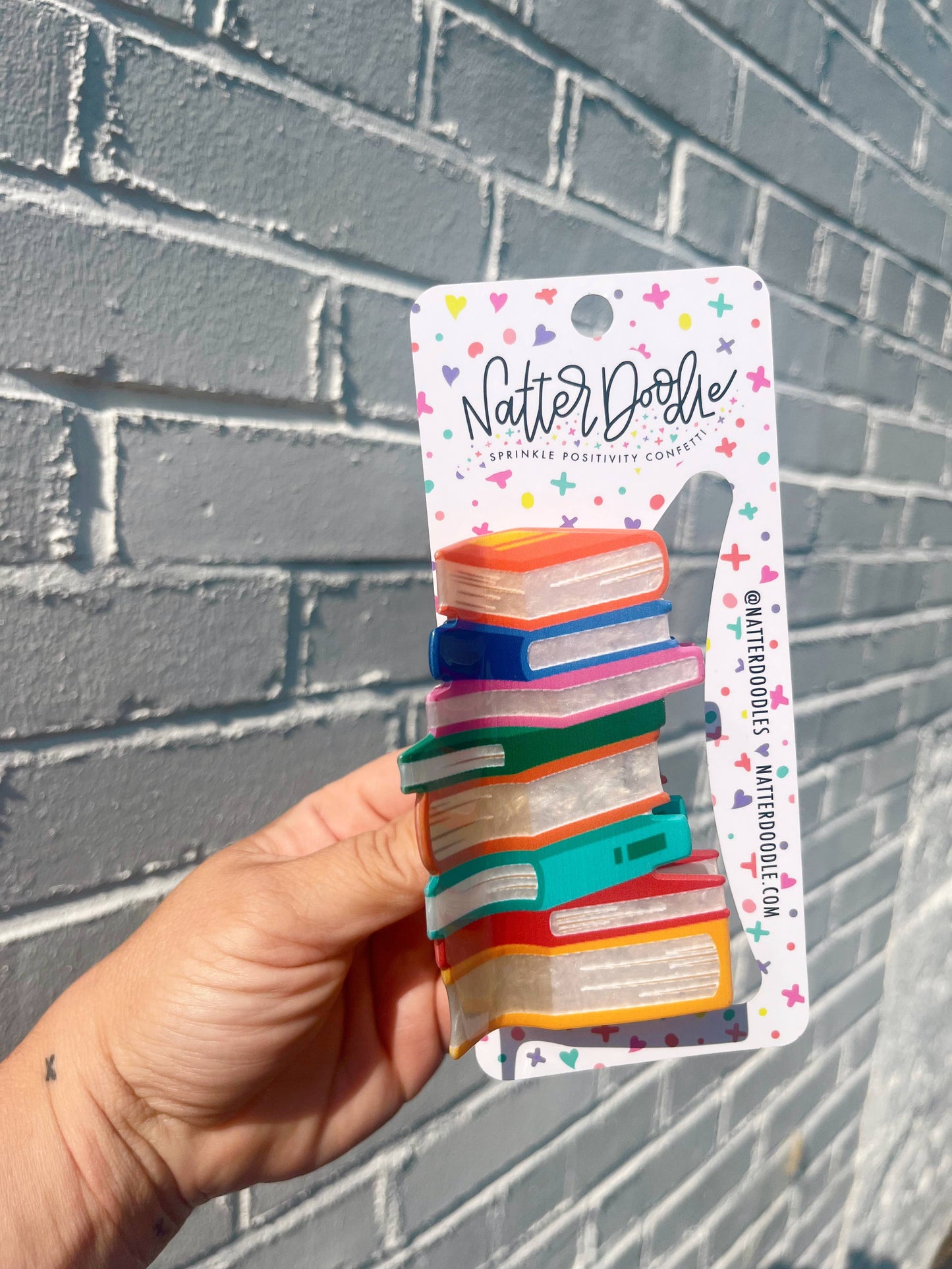 Read My Clips Book Stack Reading Bookstore Bookish Hair Claw: Multi-Colored