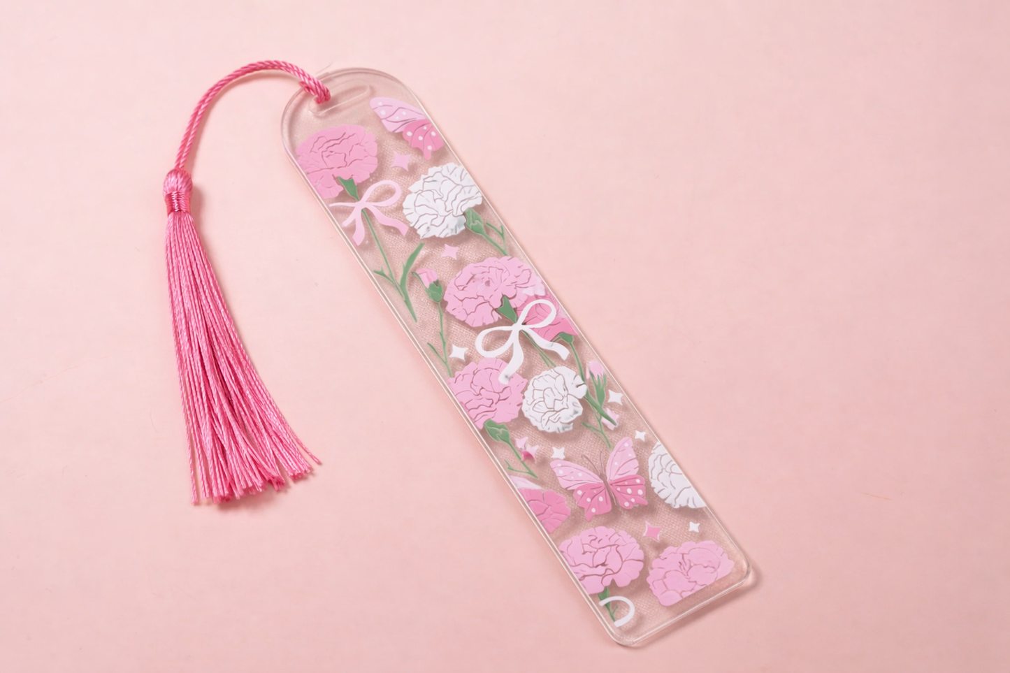 Pink Spring Acrylic Bookmark – Bookish Valentine Gift
