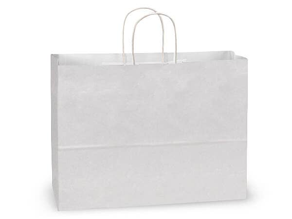 White Kraft Retail Paper Shopping Bags: 100 Pack / Carrier 10x5x13"