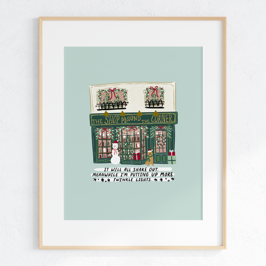Christmas Shop Around the Corner -  Bookish Art Print  : Small