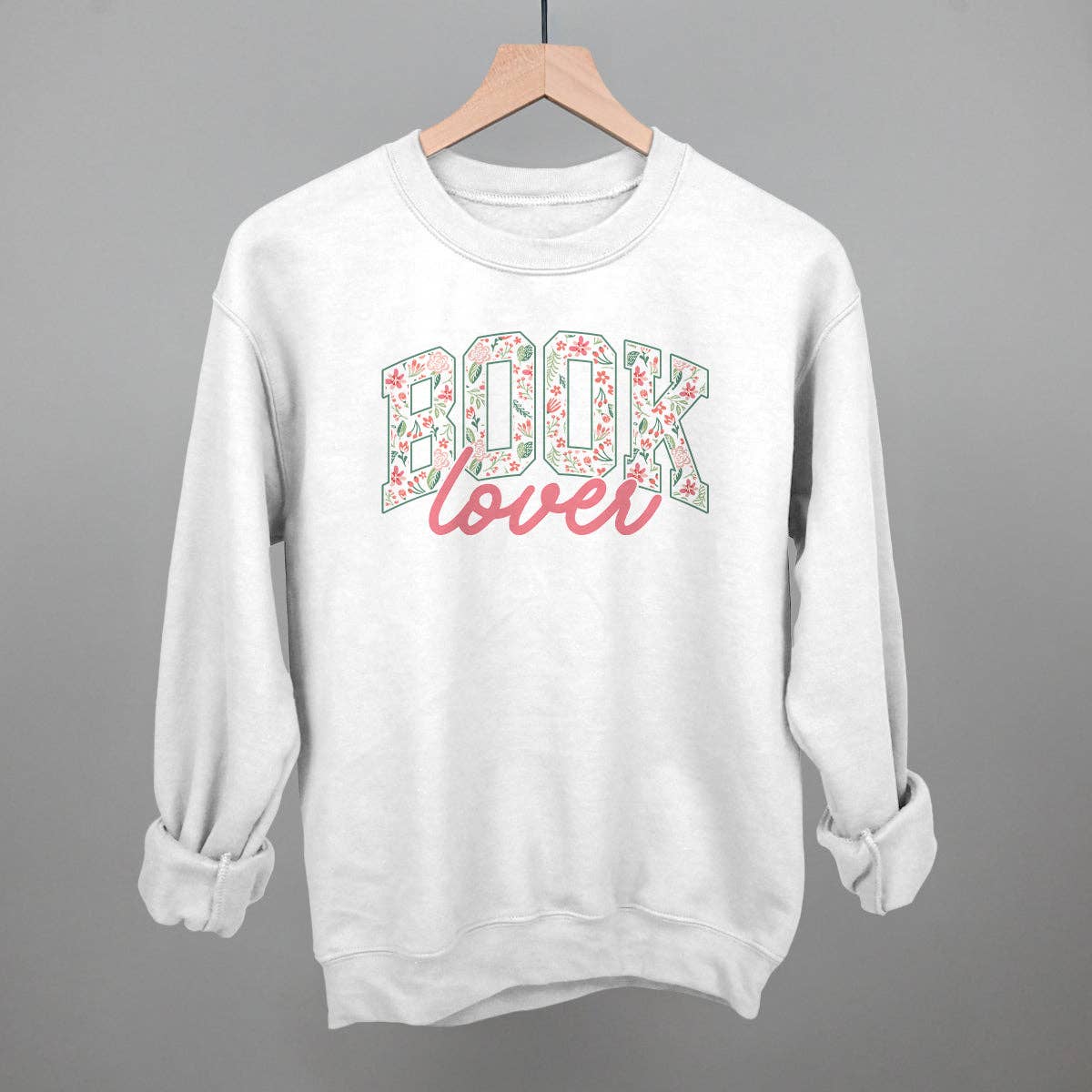 Book Lover Floral Arch + Script: White / XL / Tee